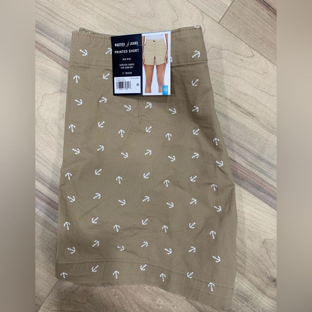 Nautica Tan Anchor Print Women Shorts
